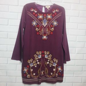 ENTRO BOHO EMBROIDERED FESTIVAL DRESS Purple Small